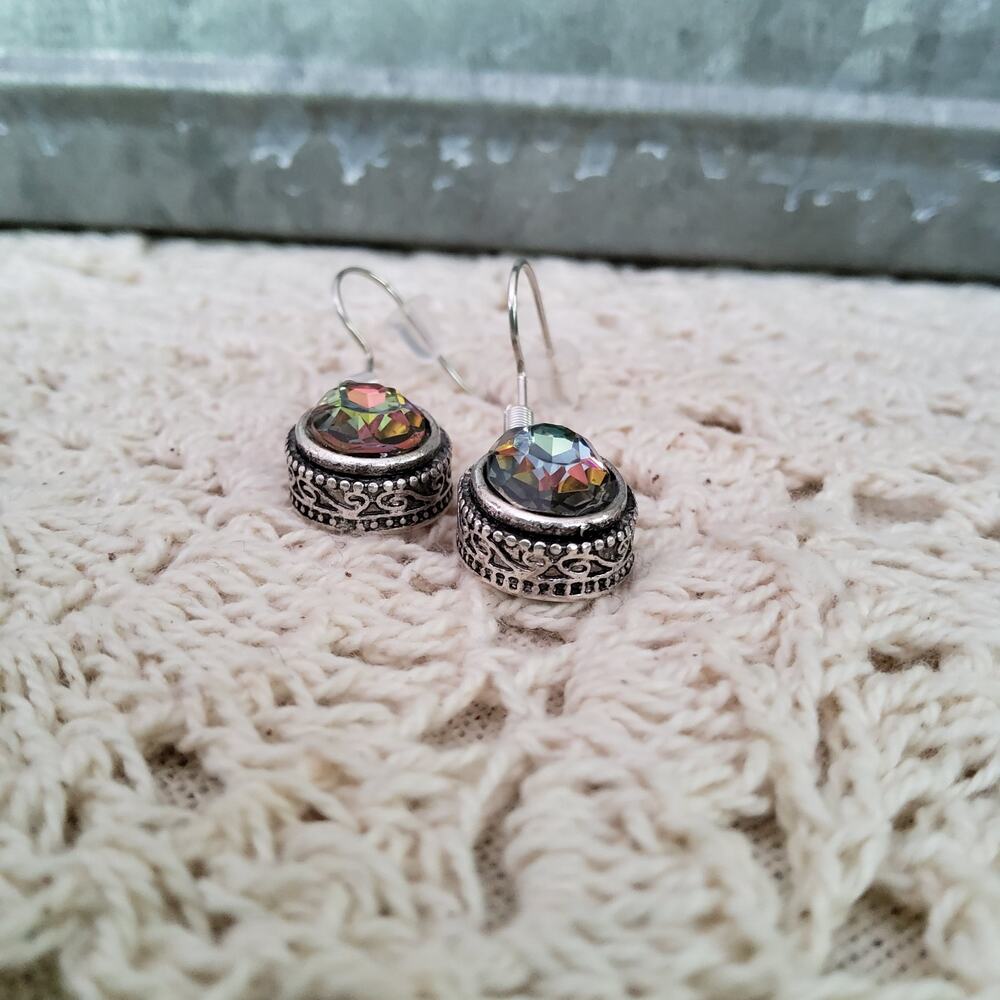 Women's Fashion Rhinestone Oval Dangle Earrings in Silver Tone - Picture 5 of 10